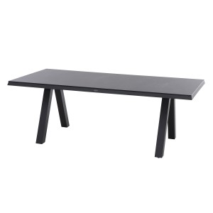 Rechteckiger, schwarzer Siena Garden Gartentisch Tirana aus Ferrostone, 100x200 cm.