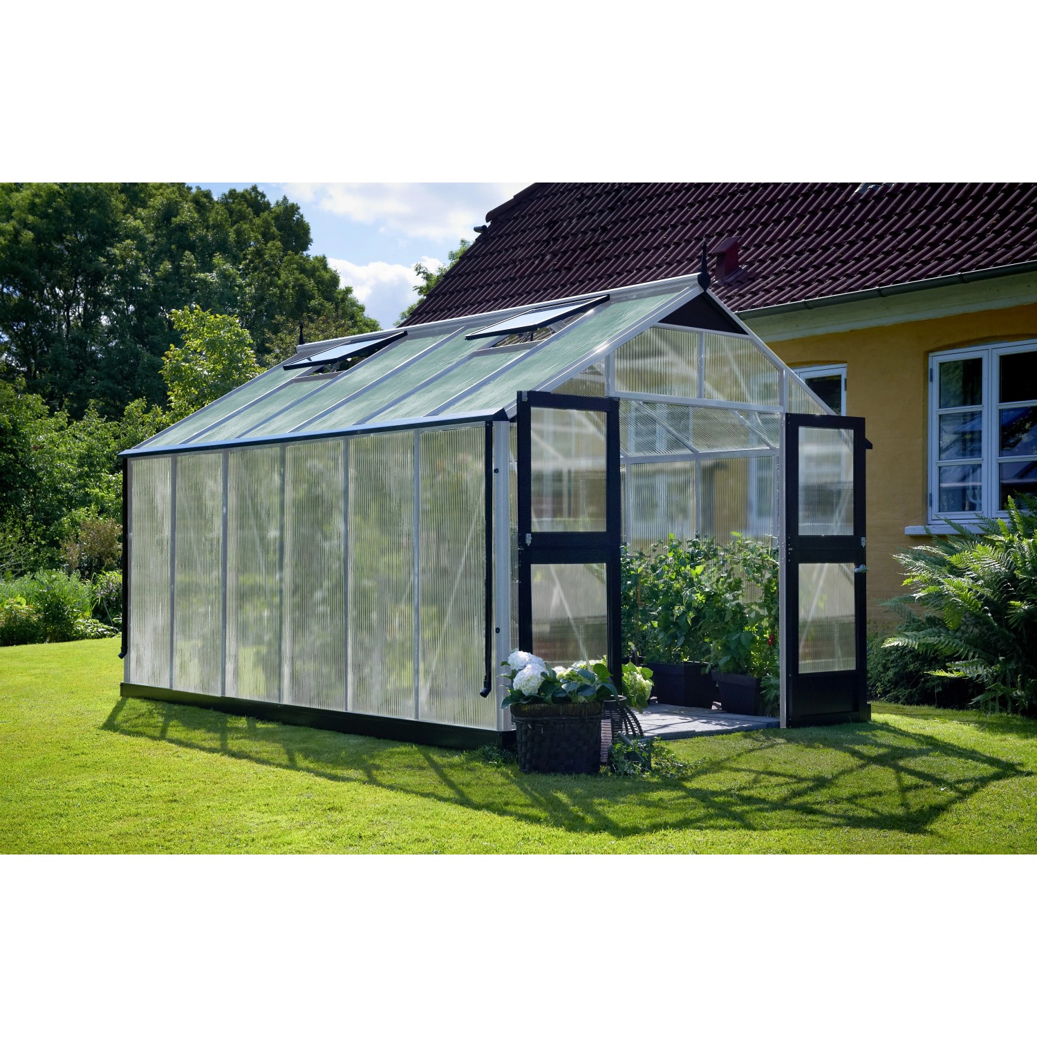 Juliana Premium 13 Gewächshaus aus Alu mit Doppeltür und Dachfenstern, 13 m².