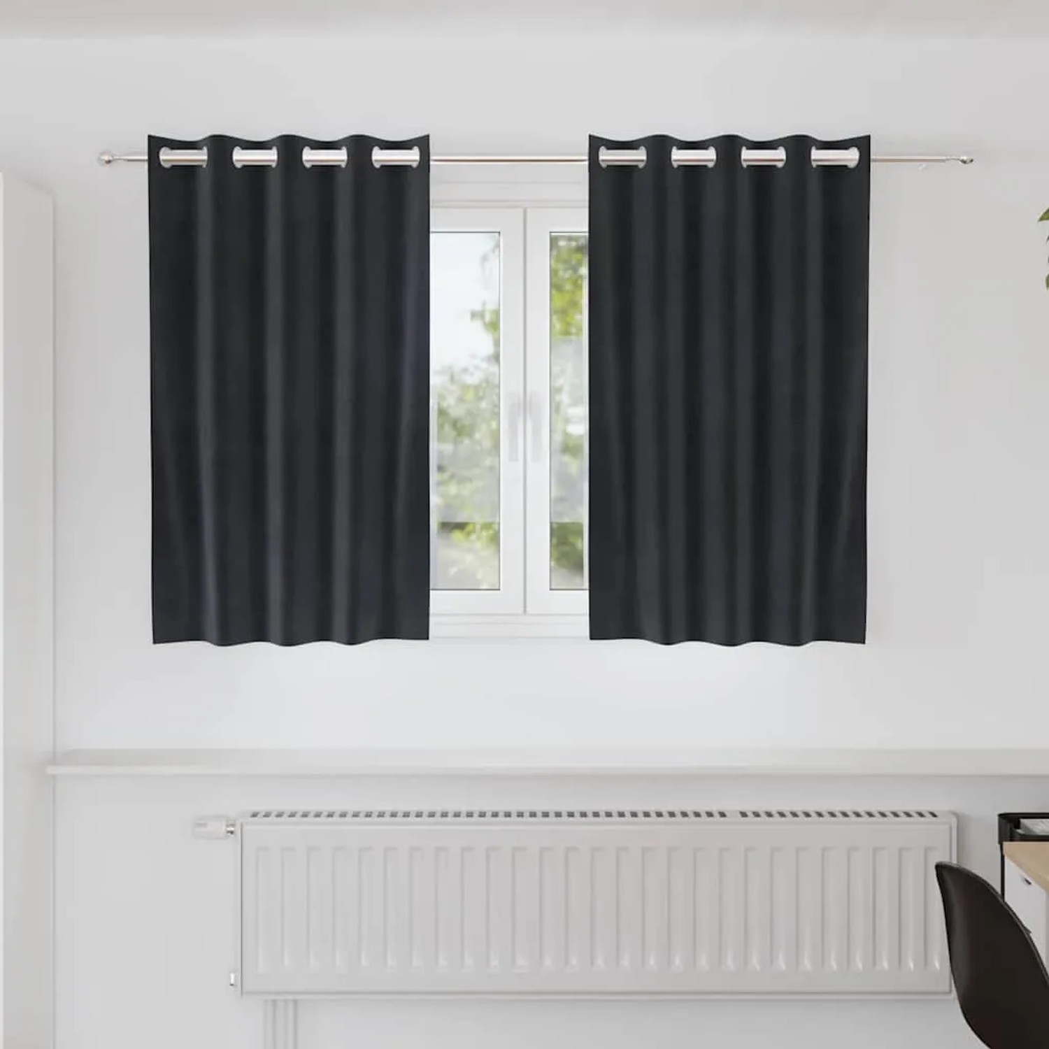vidaXL Vorhänge 2 Stk Dunkelgrau 140 x 140 cm Samt 4107223_2