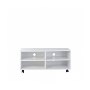 Relaxdays TV Board Holzwerkstoff Weiß Rollbar mit 4 Fächern 80 cm x 35 cm x 35 cm 12 kg