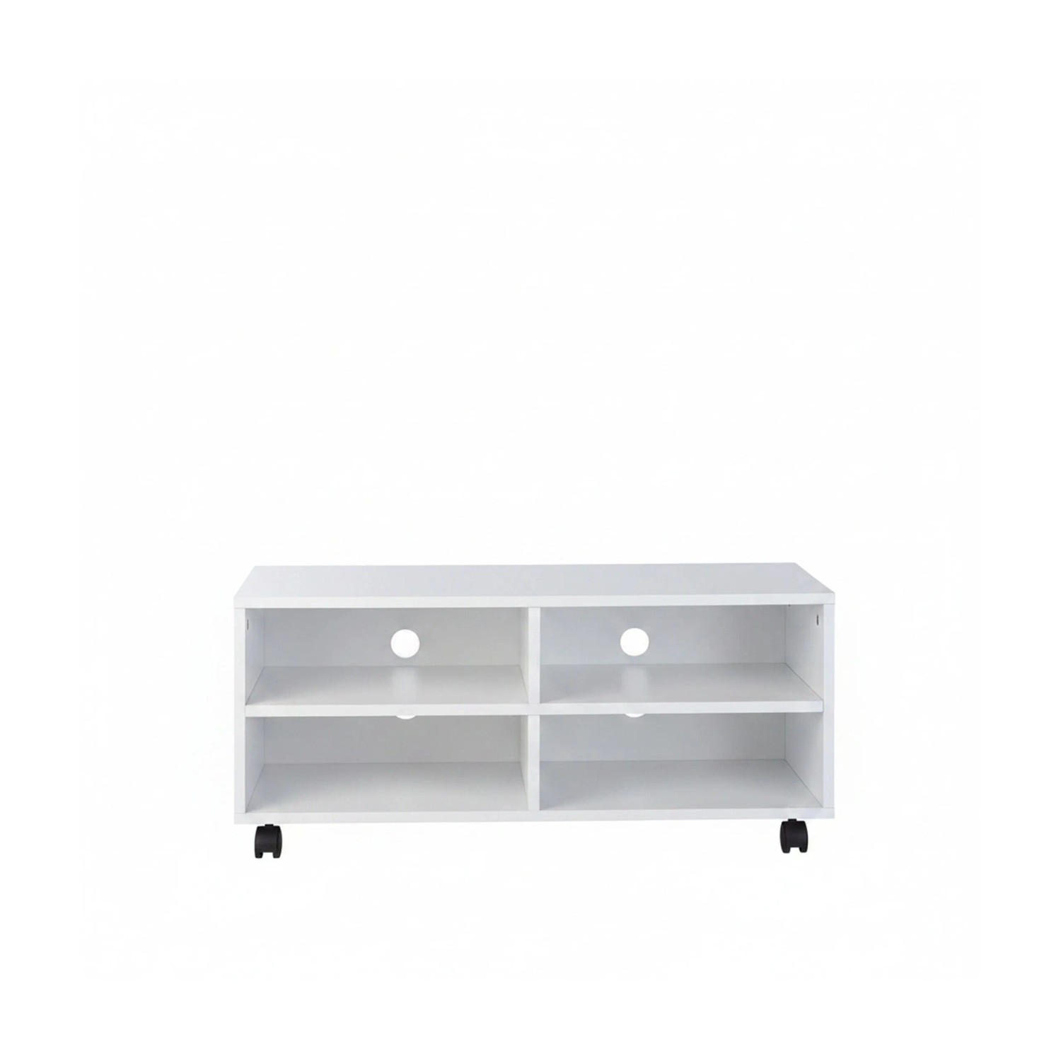 Relaxdays TV Board Holzwerkstoff Weiß Rollbar mit 4 Fächern 80 cm x 35 cm x 35 cm 12 kg