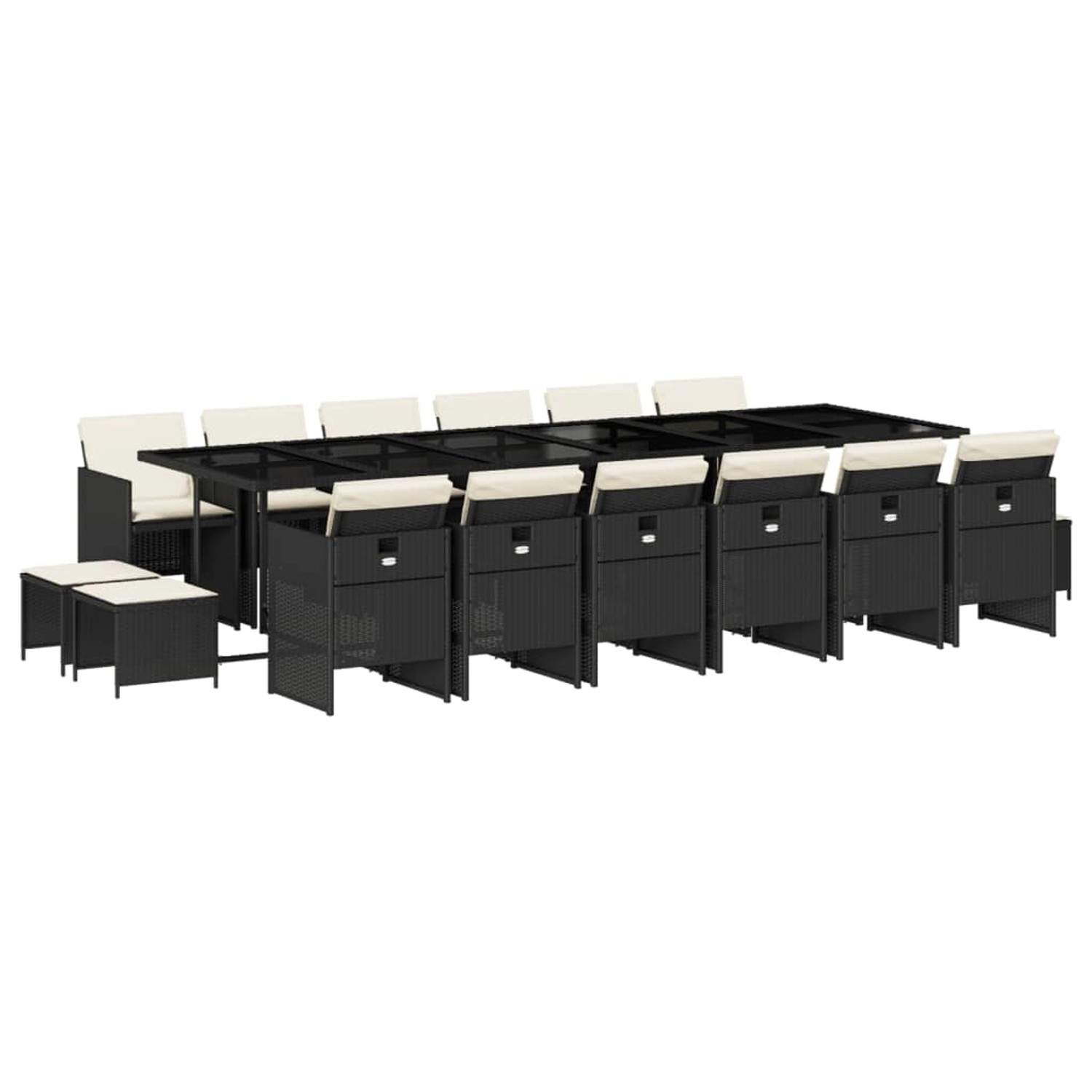 vidaXL 17-Tlg Garten-Essgruppe mit Kissen Schwarz Poly Rattan 3277769 günstig online kaufen