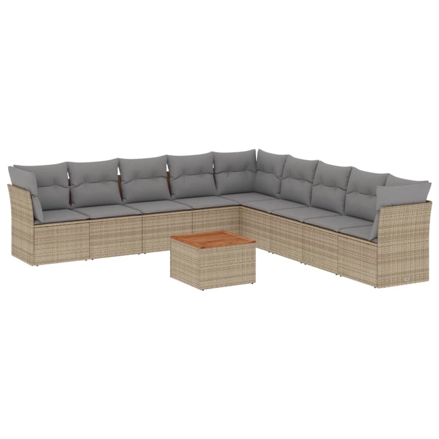 vidaXL 10-Tlg Garten-Sofagarnitur mit Kissen Beige Poly Rattan 3256024 günstig online kaufen