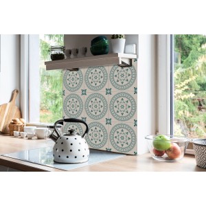 Tulup PVC Fliesen Selbstklebende 30 cm x 30 cm Set von 9 Klassische Klebefliesen Vinyl Bodenfliesen Klebefliesen für Küche Orientalisches Motiv