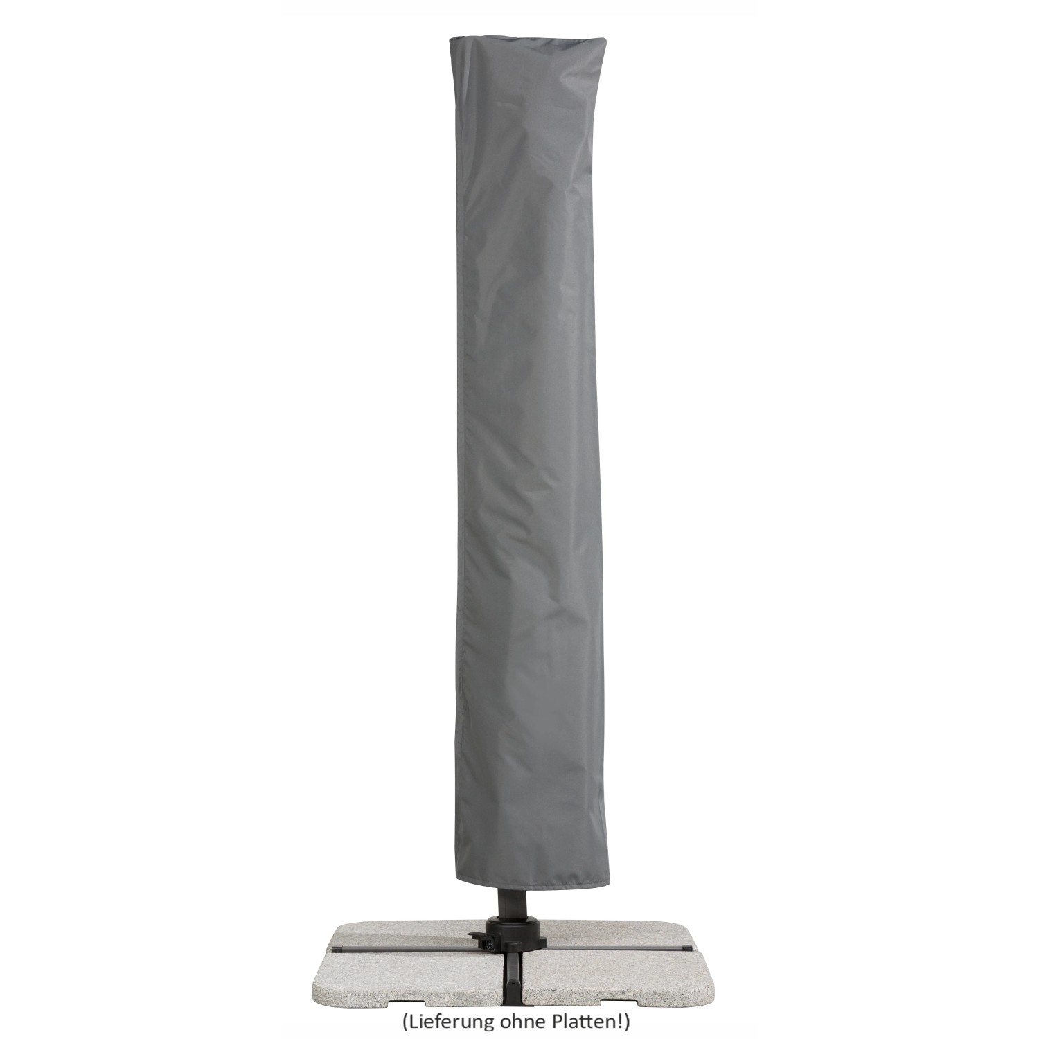 Schneider Ampelschirm 300 cm silbergrau mit Schutzhülle. Schirmständer und Platten nicht enthalten.