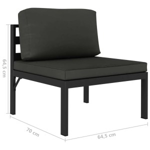 vidaXL Gartenlounge-Sofa, anthrazitfarbenes Aluminium mit Kissen. Teil eines 5-tlg Sets.