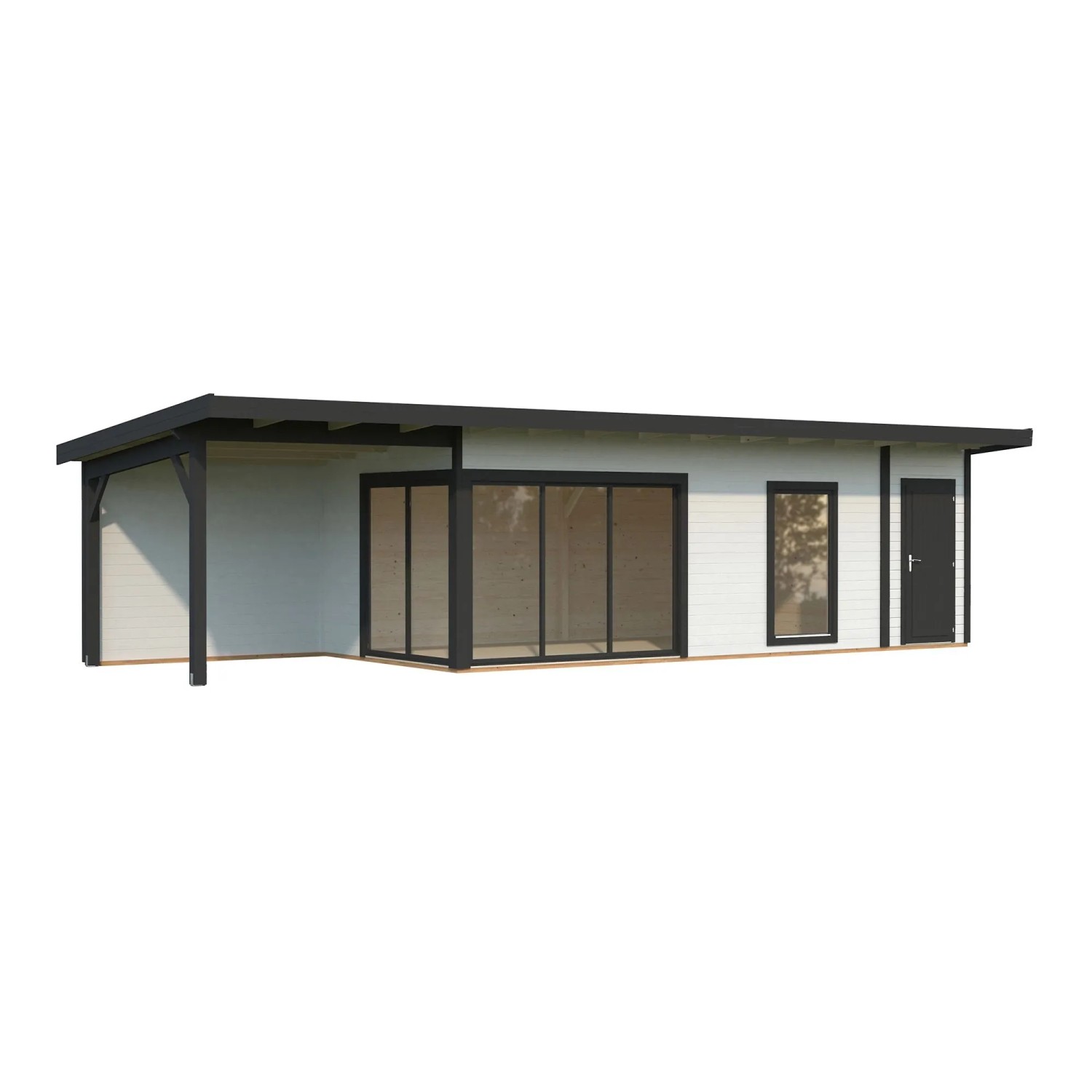 Palmako Holz-Gartenhaus Andrea Slide Pultdach Lackiert 1060 cm x 300 cm 29 m²