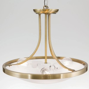 Hängeleuchte Aida von Orion Leuchten, Ø 40 cm, im Antik-Look mit Opalglasschirm.