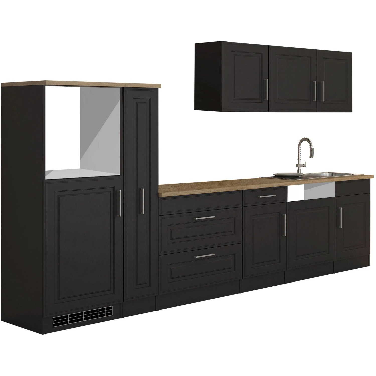 Held Möbel Küchenzeile Rom 330 cm Landhaus Grau Matt ohne E-Geräte günstig online kaufen