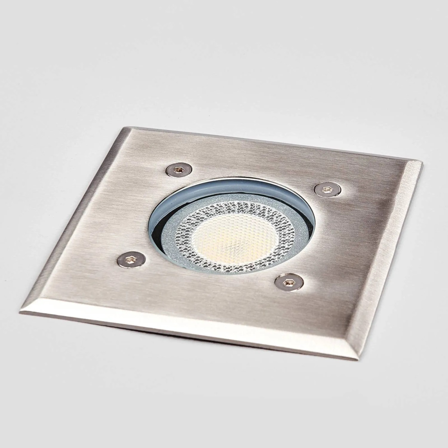 Lindby Insa Bodeneinbaustrahler, Edelstahl, IP67, für Garten & Terrasse.