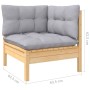 vidaXL Gartenlounge-Eckteil aus Kiefernholz mit grauen Kissen, Teil eines modularen Sets.