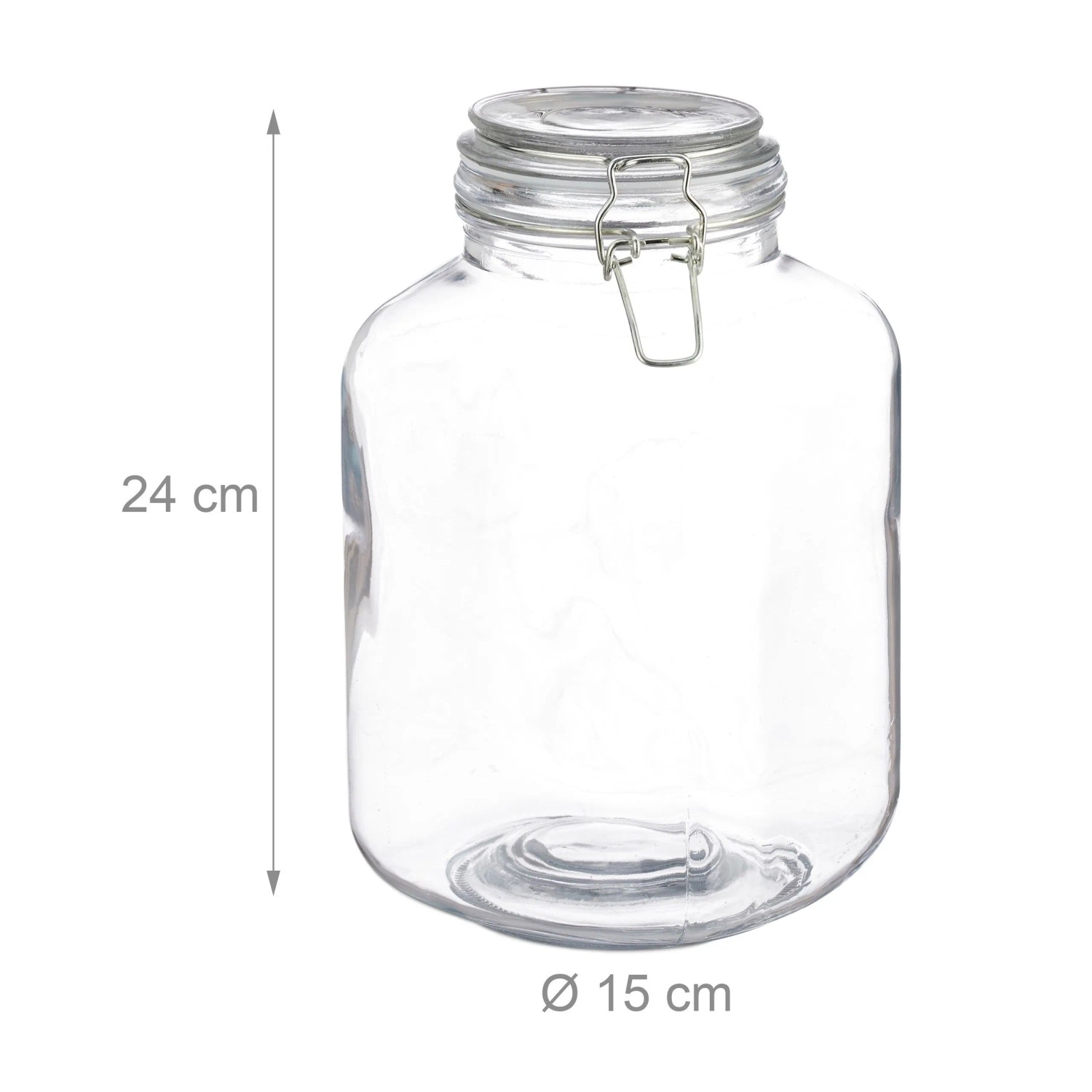 Relaxdays Einmachglas 3 l Glas Eisen Luftdicht 24 cm x 15 cm 1,1 kg_4