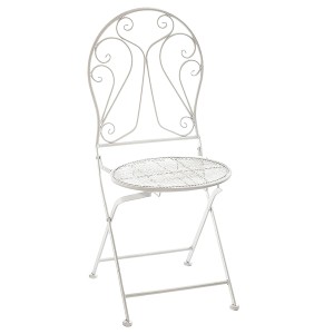 Kobolo Metallstuhl Gartenstuhl Klappstuhl Deko Stuhl Metall Cream H94 cm