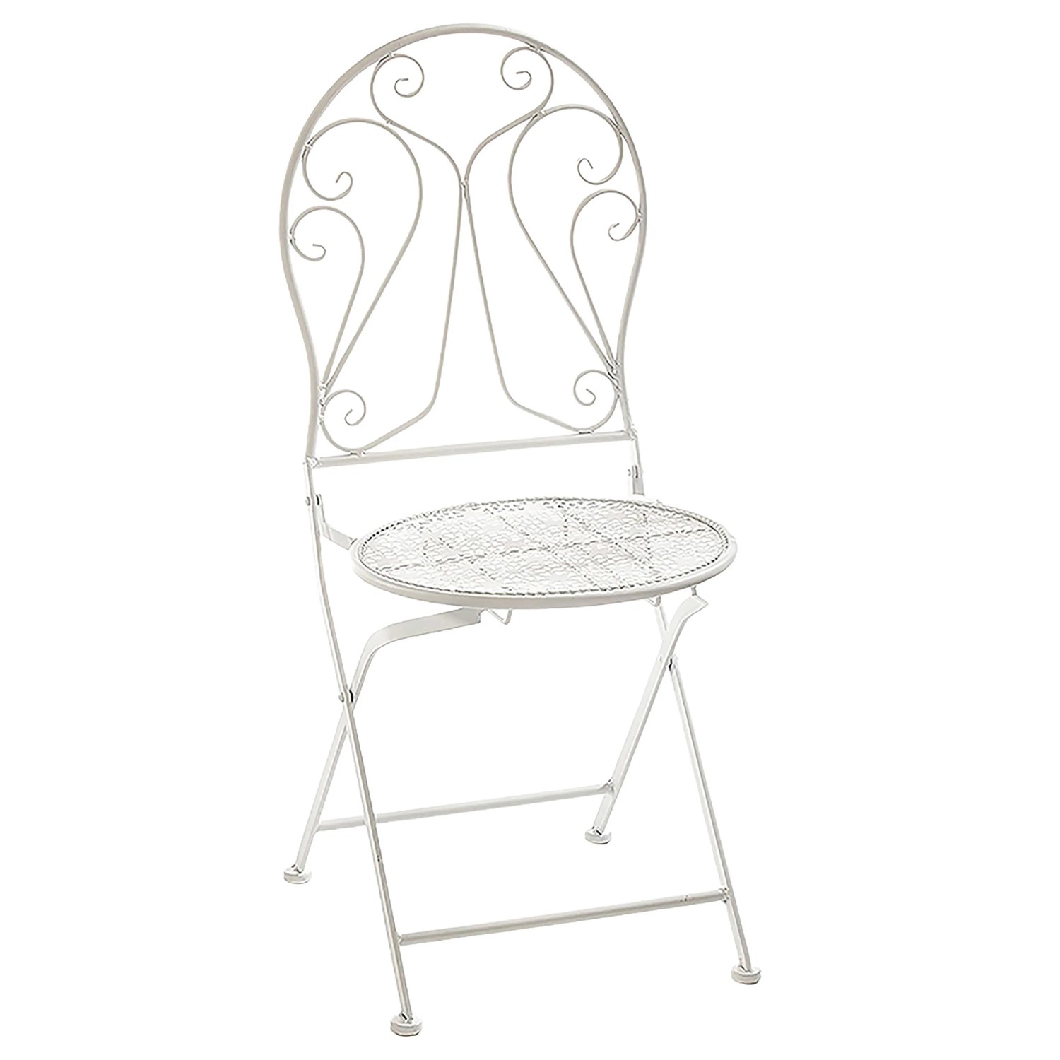 Kobolo Metallstuhl Gartenstuhl Klappstuhl Deko Stuhl Metall Cream H94 cm