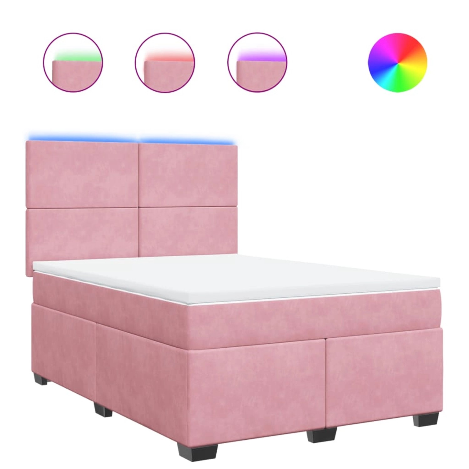 vidaXL Boxspringbett mit Matratze Rosa 160x200 cm Samt 3293253 günstig online kaufen