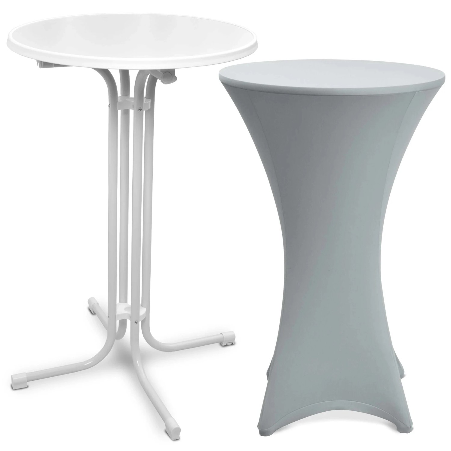 Beautissu Bellini Stehtisch Ø 70cm Weiß mit Stella Stehtischhusse Ø 70cm Si günstig online kaufen