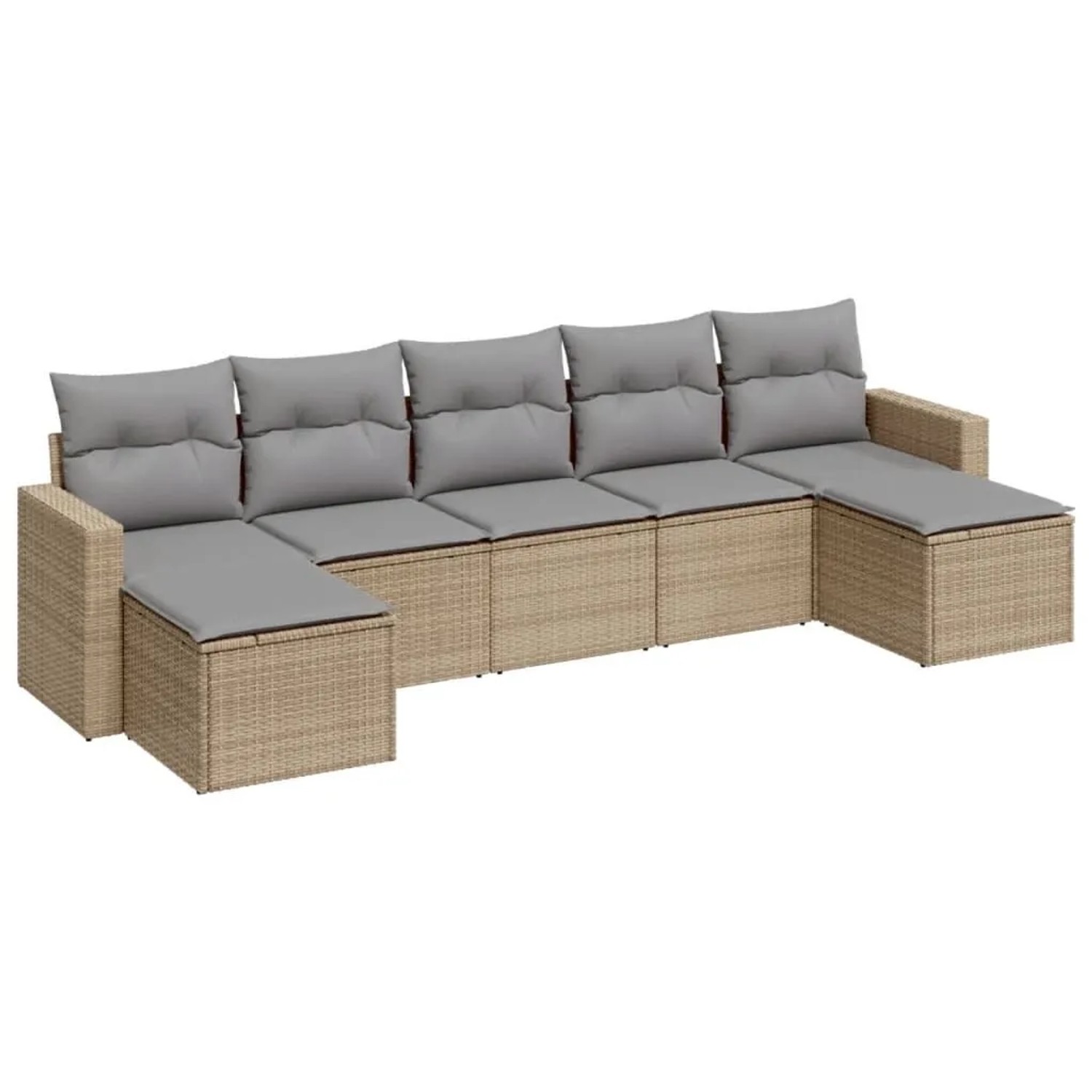 vidaXL 7-Tlg Garten-Sofagarnitur mit Kissen Beige Poly Rattan 3251676 günstig online kaufen