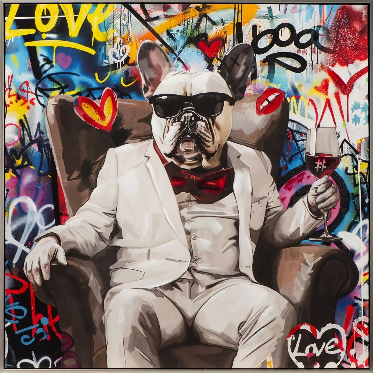 Art Universe Leinwandbild Cool French Dog 80 x 80 cm