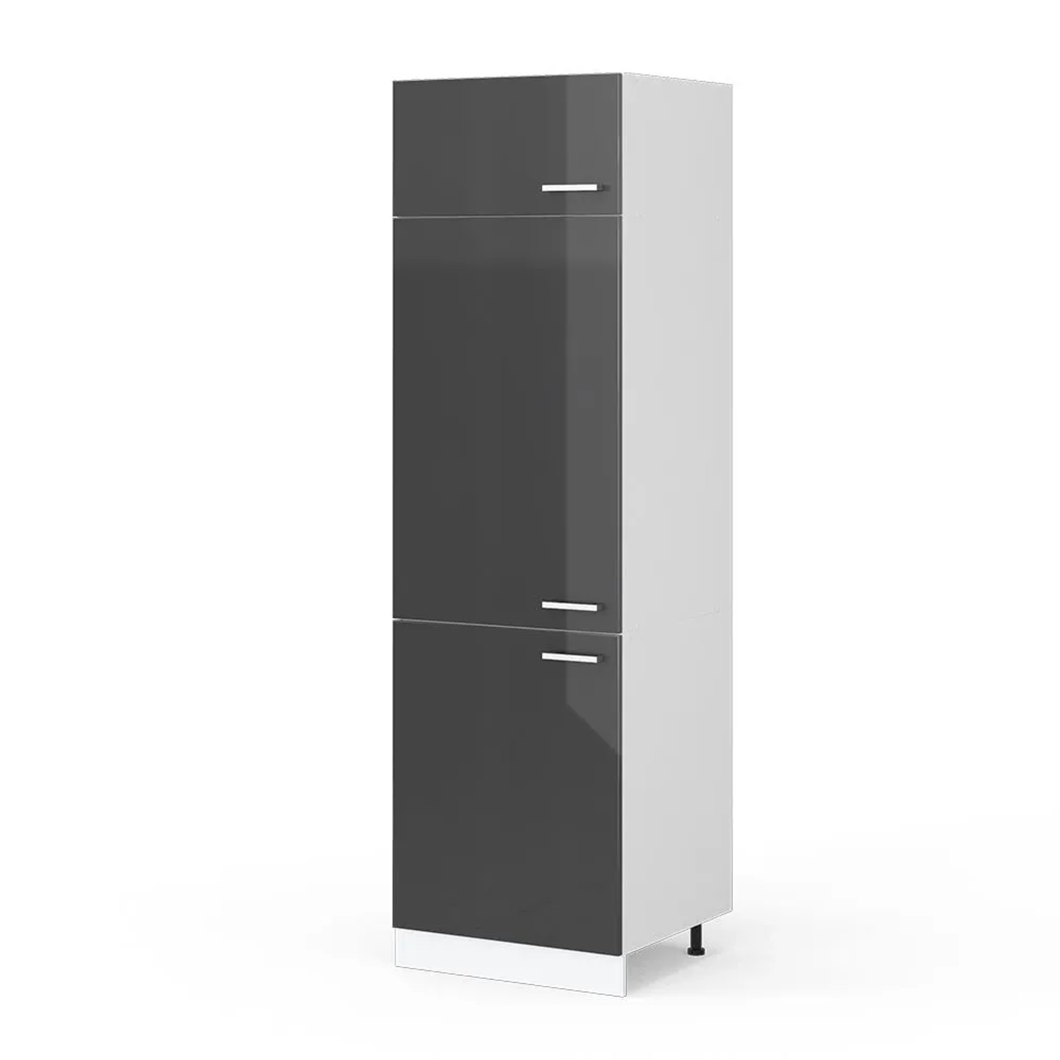 Vicco Kühlumbauschrank R-Line Hochschrank für die Küche Anthrazit Hochglanz Weiß 60 cm