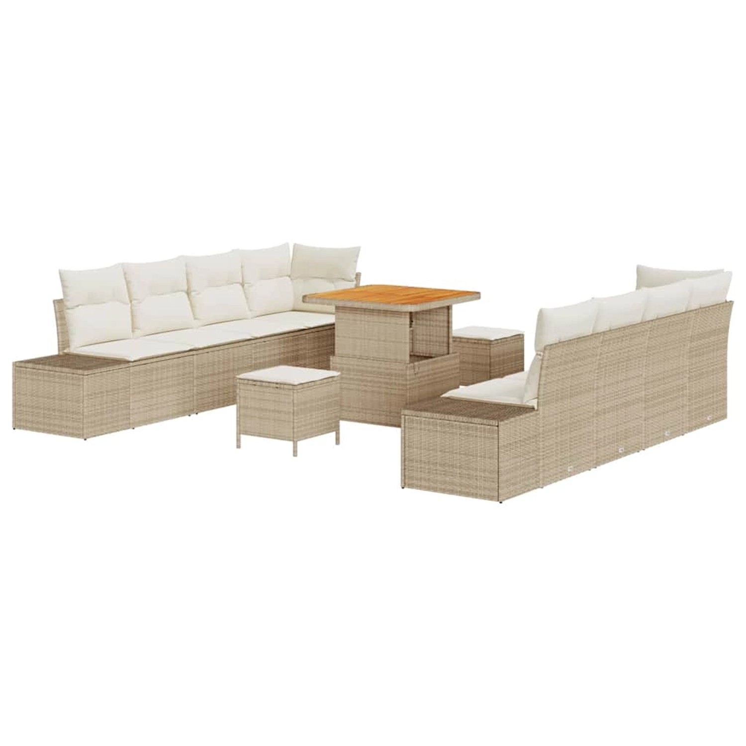 vidaXL Garten-Sofa-Set mit Kissen 11-Tlg Beige Poly Rattan 3362756 günstig online kaufen