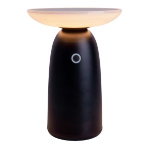 Schwarze LED Solar Tischleuchte Ada, Ø 16 cm, dimmbar, für den Außenbereich.
