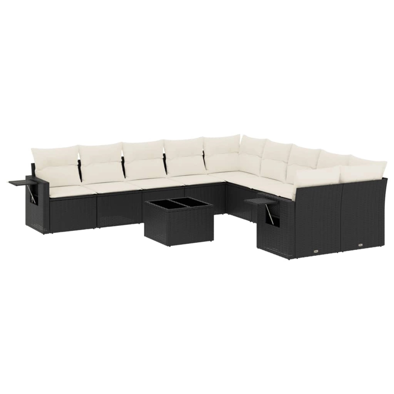 vidaXL 11-Tlg Garten-Sofagarnitur mit Kissen Schwarz Poly Rattan 3220715 günstig online kaufen