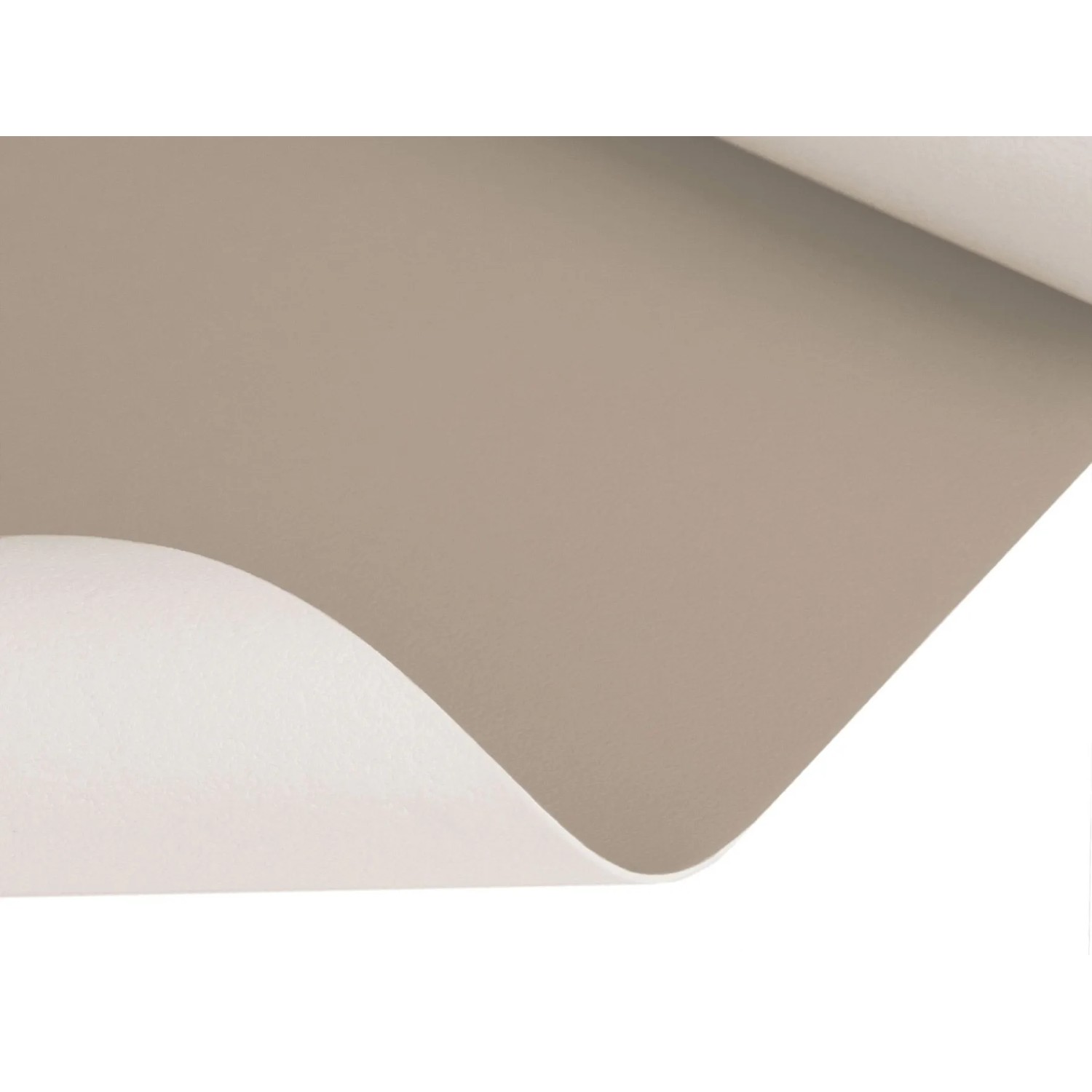Grauer Primaflor PVC Expotop Bodenbelag, unifarben, leicht aufgerollt. Strapazierfähig, schalldämmend, für Fußbodenheizung.
