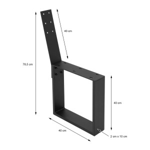 ML-Design Bankbeine, 2er Set, Stahl schwarz, 40x78,5cm mit Rückenlehne. Möbelbeine im Industrial Look.