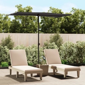 Schwarzer vidaXL Sonnenschirm mit Aluminium-Mast, rechteckig, für Garten oder Terrasse.