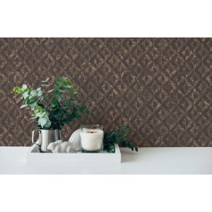 Bricoflor Vliestapete mit geometrischem Rautenmuster in Schwarz und Gold für Wohn- und Esszimmer.