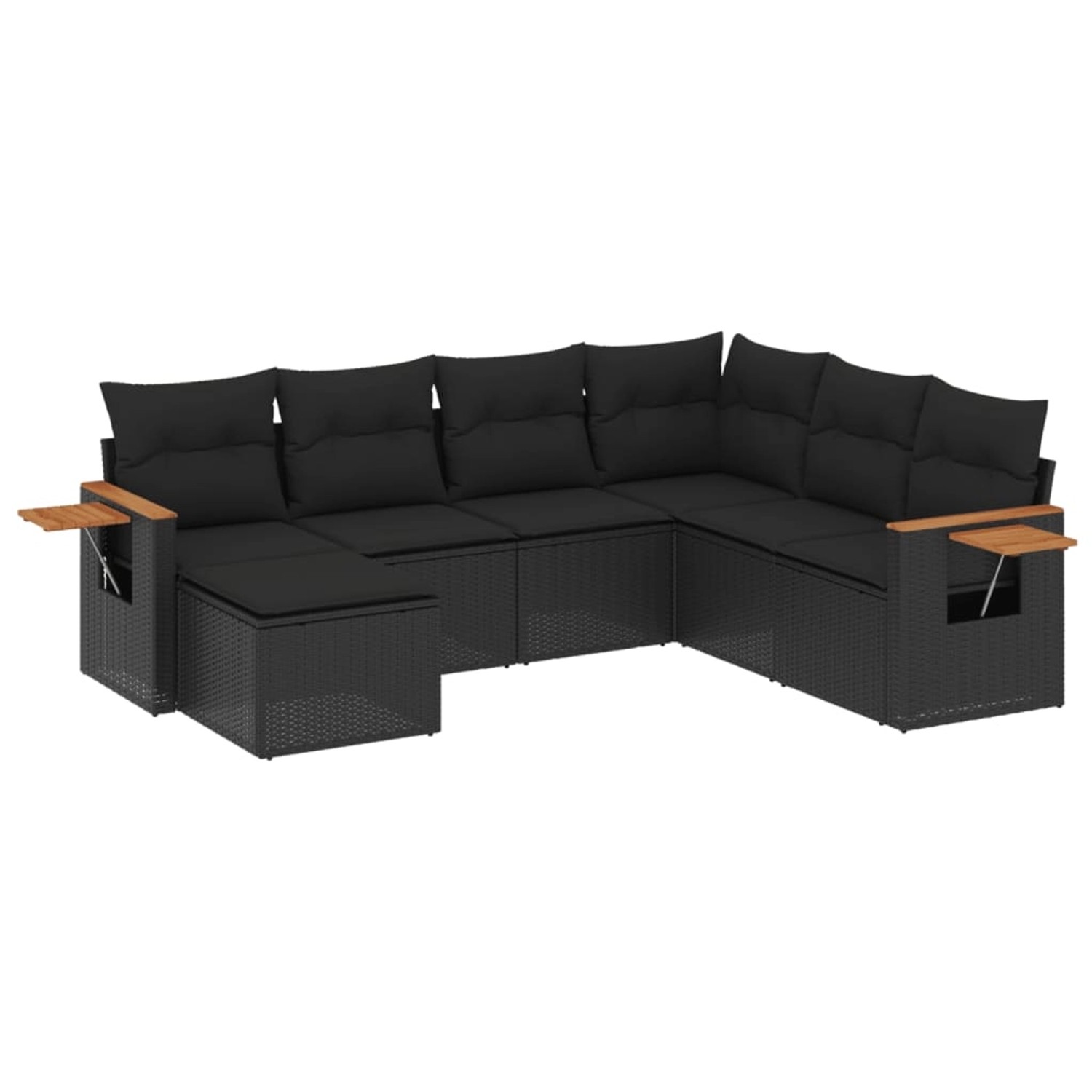 vidaXL 7-Tlg Garten-Sofagarnitur mit Kissen Schwarz Poly Rattan 3227042 günstig online kaufen