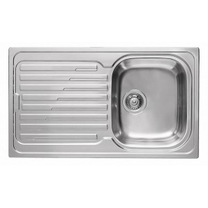 Pyramis Einbauspüle Amaltia, 86x50cm, Edelstahl poliert, mit Abtropffläche.