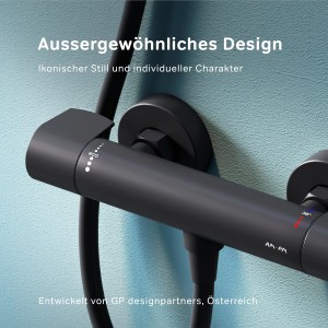Schwarze AM.PM Thermostat Duscharmatur X-Joy aus Messing für Dusche.