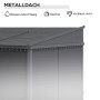 Detailansicht: Dunkelgraue Outsunny Pergola mit Metall-Dach und Vorhängen.