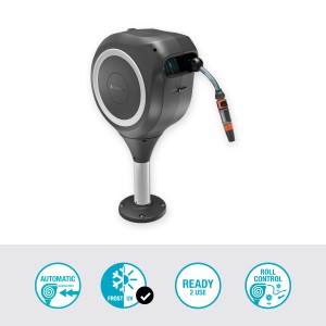 Gardena Terrassen-Schlauchbox RollUp S mit 15m Schlauch für die Terrasse oder den Garten.