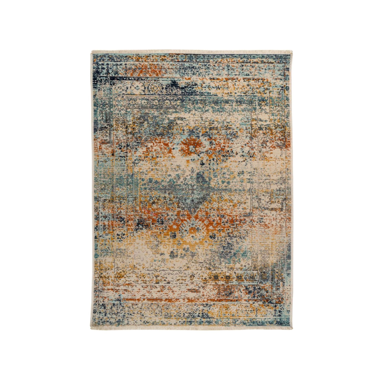 MeGusta Kurzflor Teppich Vintage UsedLook Blau 120x170 cm Vanessa