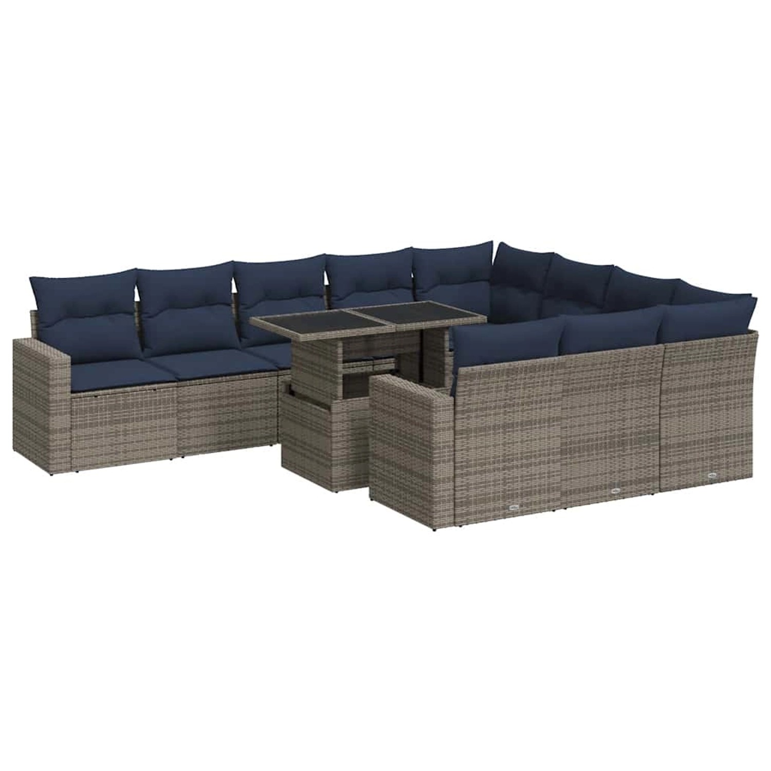 vidaXL 11-Tlg Garten-Sofagarnitur mit Kissen Grau Poly Rattan 3326392 günstig online kaufen
