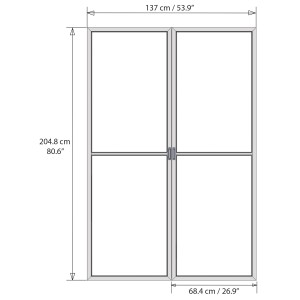 Technische Zeichnung: Palram Canopia Fliegengittertür für Garda/Ledro/San Remo, Maße 137x204,8 cm.