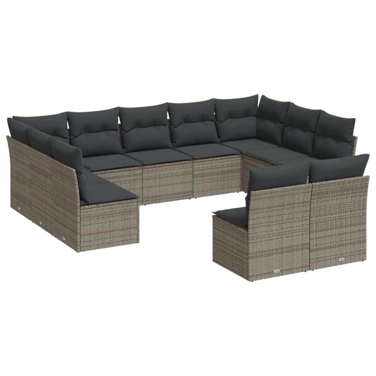 vidaXL 11-tlg Garten-Sofagarnitur mit Kissen Grau Poly Rattan Modell 75 günstig online kaufen