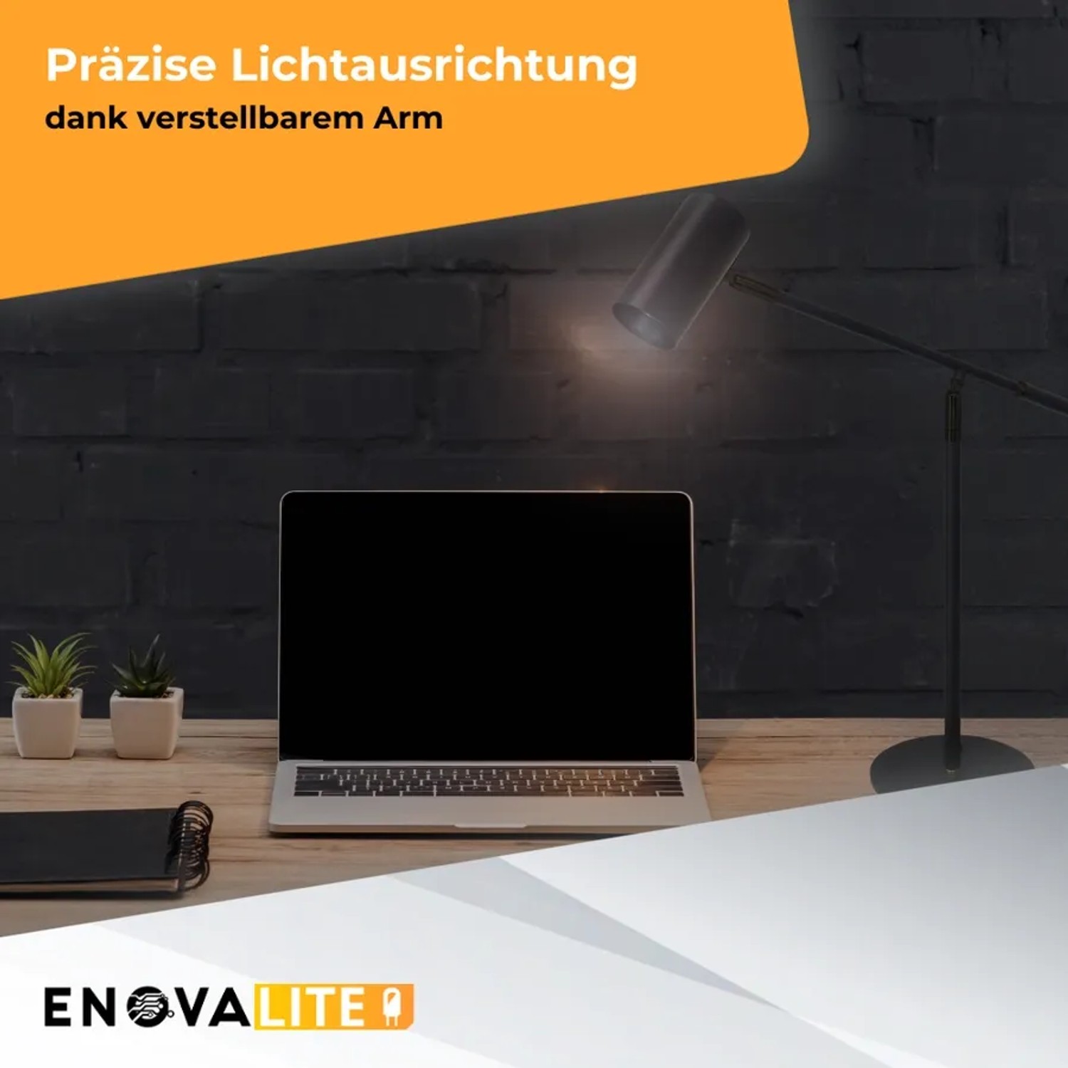 ENOVALITE Tischleuchte GU10 Flexarm Verstellbare Schreibtischlampe Spot Aluminium Leseleuchte Schwarz Max. 35W_4