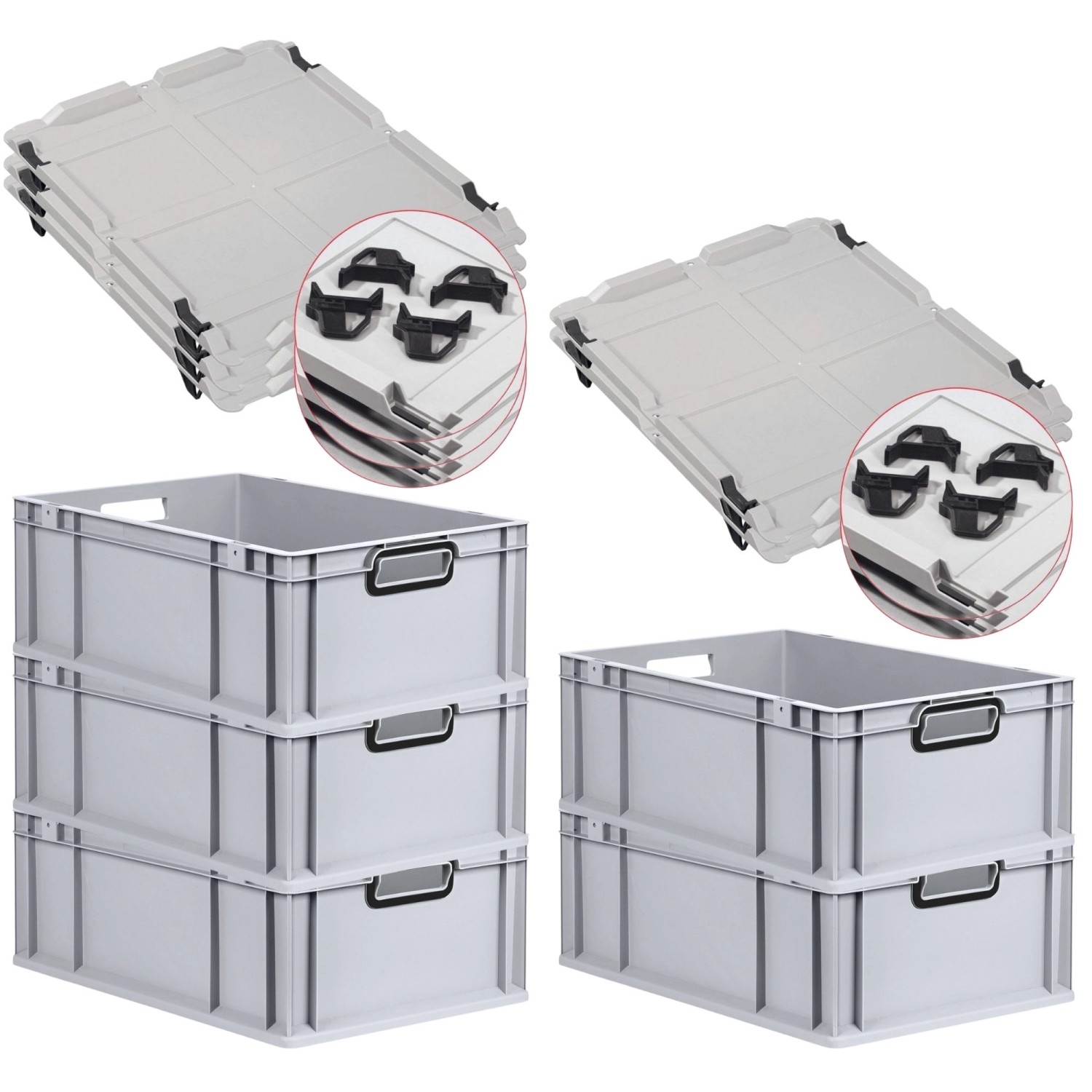 PROREGAL SparSet 5x Eurobox Nextgen Color Mit Auflagedeckel HxBxT 22x40x60c günstig online kaufen