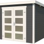 Modernes, carbongraues Lasita Holz-Gartenhaus Zambezi mit Doppeltür und Fenster