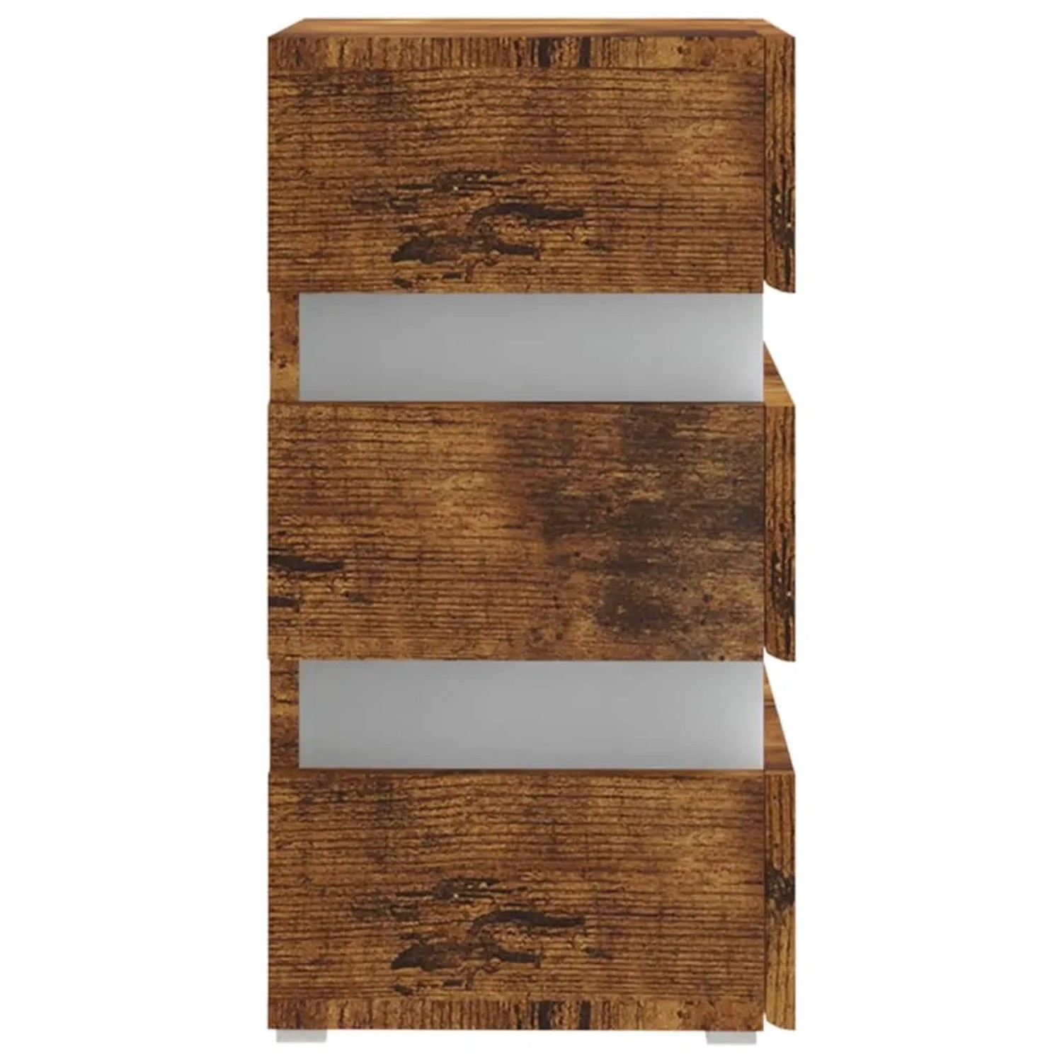 vidaXL LED-Nachttisch Räuchereiche, Holzwerkstoff, mit LED-Beleuchtung und USB-Anschluss.