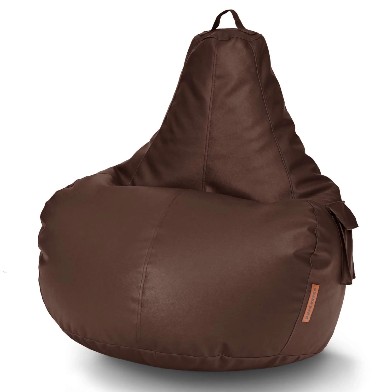 Green Bean Sitzsack Cozy 70 x 90 x 90 cm Leder Wetterfest Waschbarer Bezug Dunkelbraun