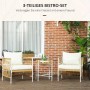 Gelbes Outsunny Gartenmöbel Set aus Rattan mit Tisch und Stühlen.