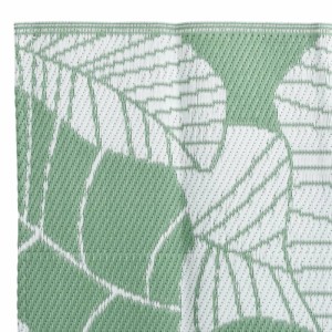 vidaXL Outdoorteppich, 160x230 cm, mit grün-weißem Blattmuster für Terrasse und Garten.