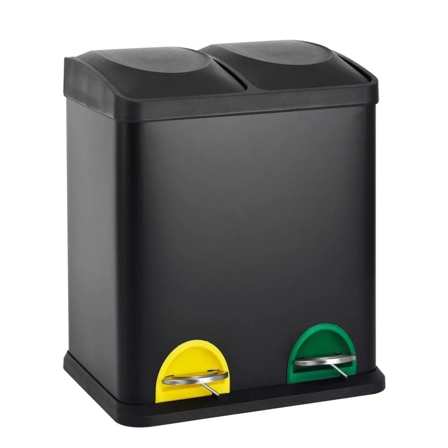 Svita TC2X15 Mülleimer 30L 2x15 Treteimer Papierkorb Mülltrennung Stahl Schwarz