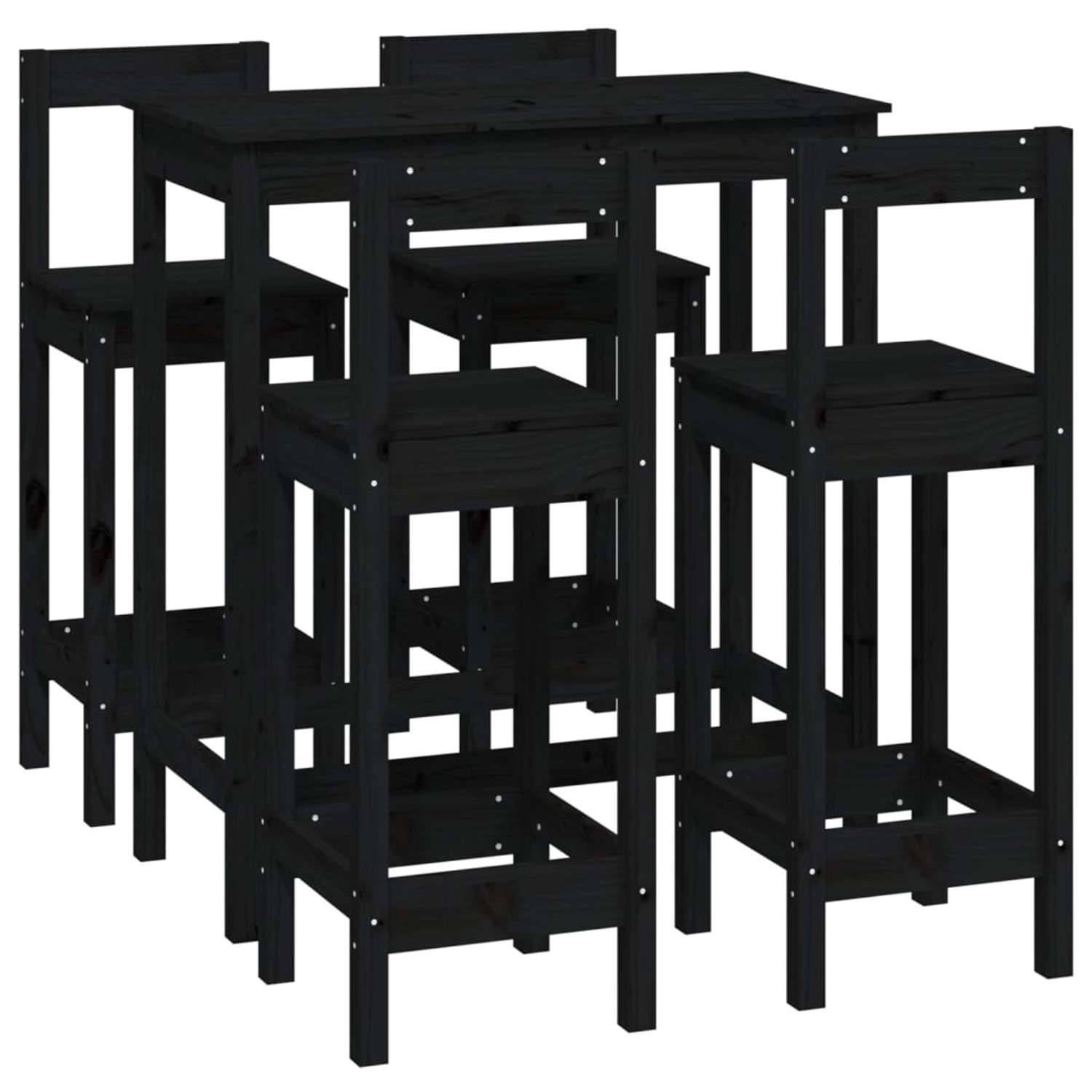 vidaXL 5-tlg. Bar-Set Schwarz Massivholz Kiefer Modell 4 günstig online kaufen