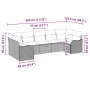 Graues 7-teiliges vidaXL Garten-Sofa-Set aus Poly Rattan mit Kissen und modularem Design.