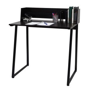 Proregal Schreibtisch HxBxT 94x82x51 cm 3D-Struktur Metall Mdf Schwarz Laptoptisch Bürotisch
